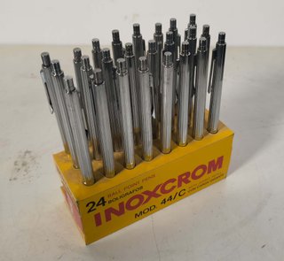 Lote 24 bolígrafos Inoxcrom plateados
