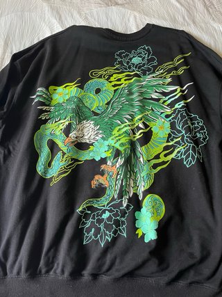 Sudadera Bershka Oversize Diseño Dragón y Ave