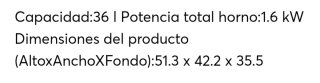 Horno sobremesa Mandine 36L 1600W