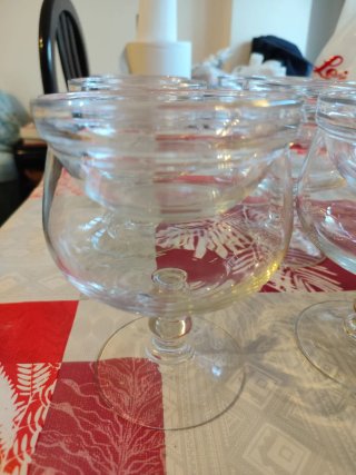 6 Copas de cristal con 6 cuencos a juego
