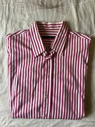 Camisa Rayas Fucsia y Blanca Talla 5