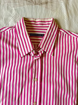 Camisa Rayas Fucsia y Blanca Talla 5