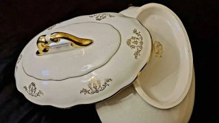 Zuppiera Porcellana FAC Albisola Centauro bronzo