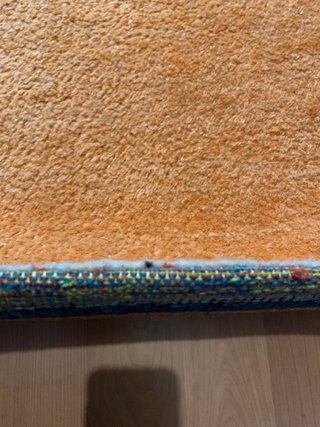 Alfombra de lana naranja y azul 175x85 cm