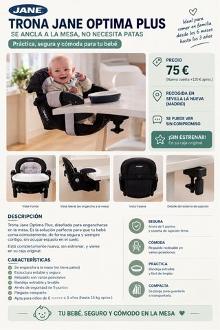 Trona Jane Optima Plus - Se ancla a la mesa