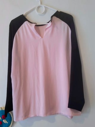 Blusa manga larga bicolor