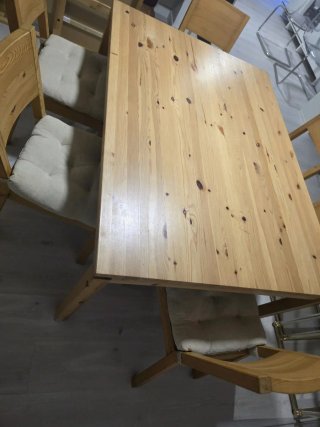Mesa comedor extensible + 6 sillas madera