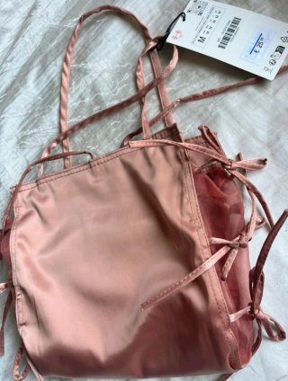 Bolso Zara Rosa Satinado Nuevo con etiquetas