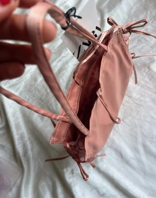 Bolso Zara Rosa Satinado Nuevo con etiquetas