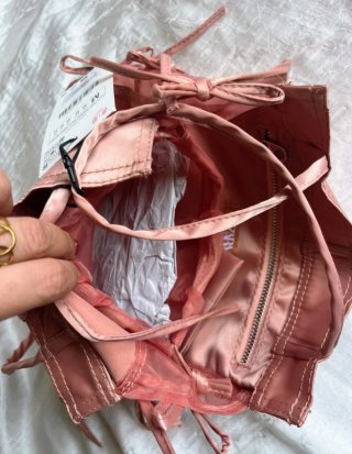 Bolso Zara Rosa Satinado Nuevo con etiquetas