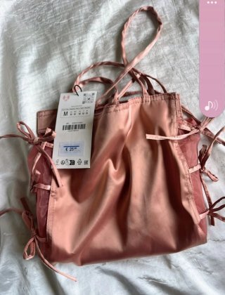 Bolso Zara Rosa Satinado Nuevo con etiquetas