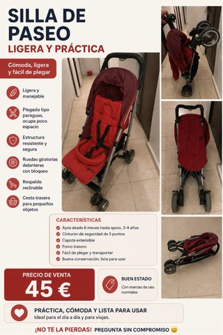 Silla de Paseo Ligera y Práctica