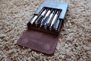 Astuccio per 6 stilografiche, penne, roller