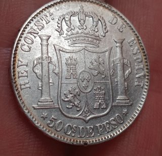 Moneda Plata Alfonso XII 50 Cent. 1885 Manila
