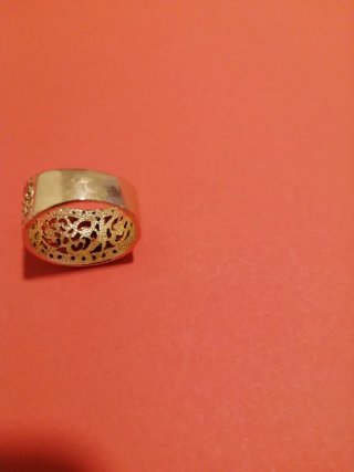 Anillo Baño Oro Filigrana Cristales
