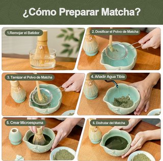 Kit Taza Matcha Verde Premium 7 Piezas NUEVO