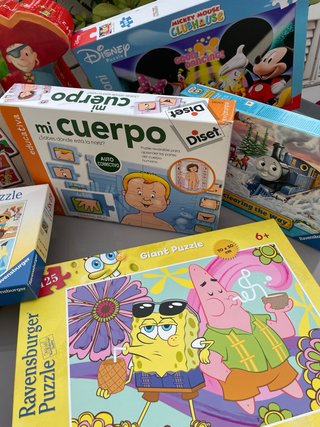 Lote Puzzles y Domino Disney, Thomas, Spongebob