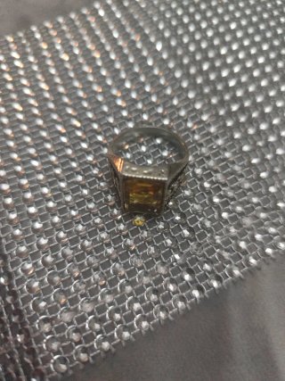 Anillo Vintage Piedra Amarilla Plata