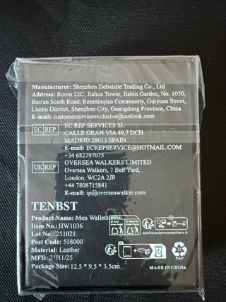 Cartera Tarjetero RFID TENBST Negra