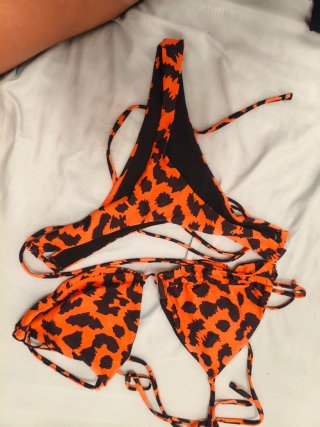 Bikini brasiliano arancione e nero Taglia L