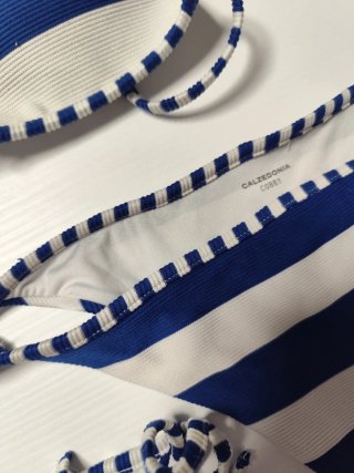 Bikini Calzedonia Talla XS Rayas Azul/Blanco