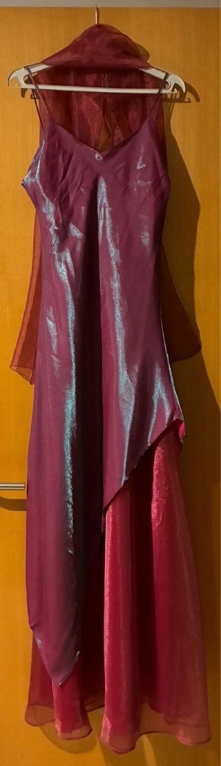 Vestido largo rosa y morado