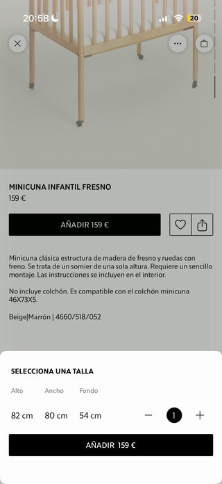 Minicuna Zara Home Madera Fresno