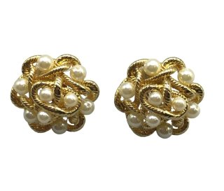 Orecchini Anni '80 vintage  Dorati con Perle