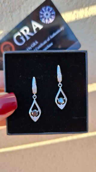 Pendientes Moissanita Negra GRA