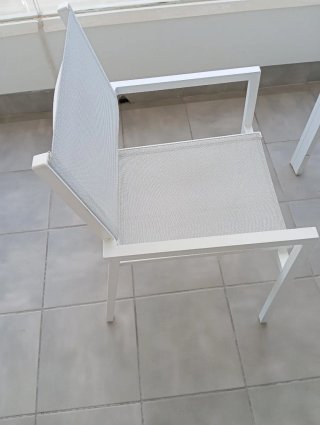 Mesa y 6 sillas jardin aluminio blanco NATERIAL