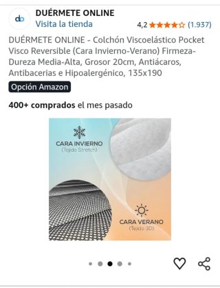 Colchón de 135x190x20