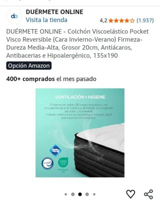 Colchón de 135x190x20