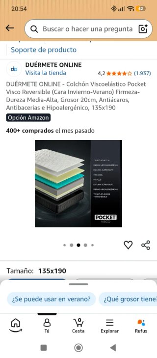 Colchón de 135x190x20