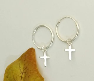 Aros lisos  12mm plata de Ley con Cruces