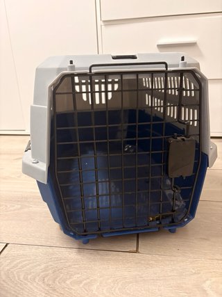 Jaula transportín perro gato azul gris