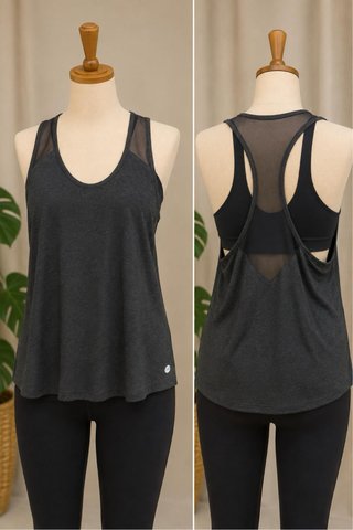 Camiseta deportiva mujer M/38 negra con transparen