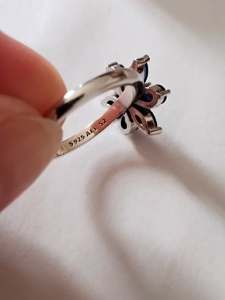 Anillo Pandora Flor Zafiro Azul Plata