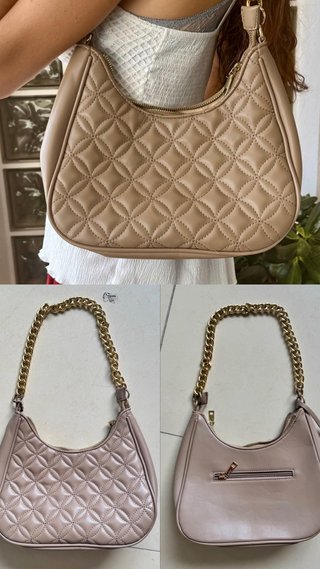 Bolso juvenil beige con cadena dorada parfois
