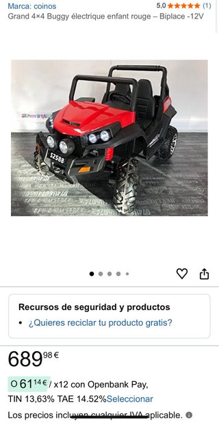 Buggy eléctrico infantil 4x4 Biplace