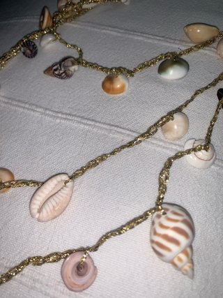Collar de conchas y cadena dorada infinity