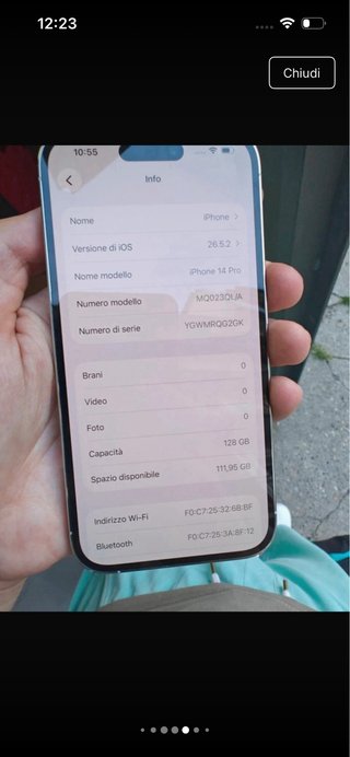 iPhone 14 Pro 128GB Bianco - Batteria 85%