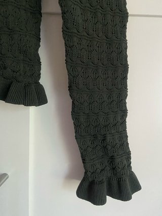 Jersey Zara manga larga calado verde