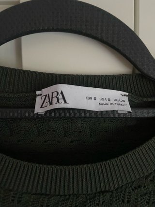 Jersey Zara manga larga calado verde