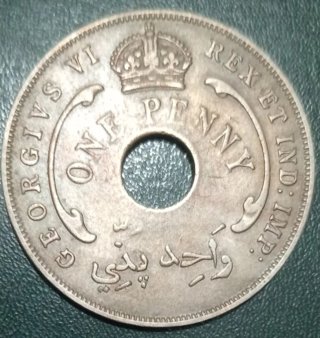 Moneda 1 Penny British West Africa 1943