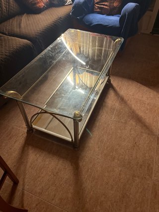 Mesa de centro cristal y metal