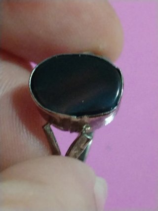 Anello argento naturale Agata nera