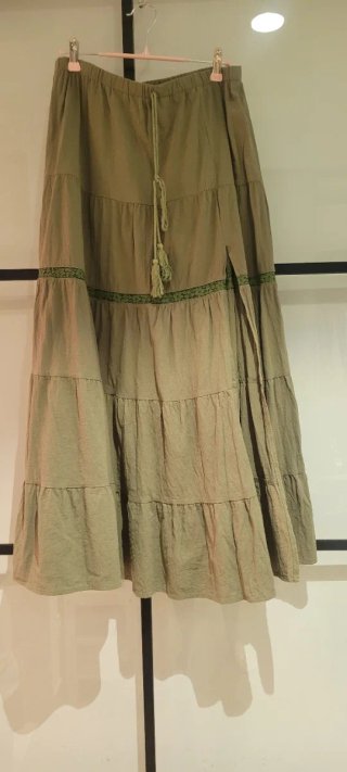 Falda larga boho verde