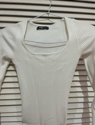 Vestido canalé blanco manga larga New yorker XS