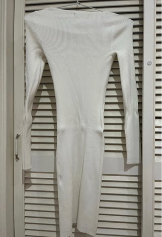 Vestido canalé blanco manga larga New yorker XS