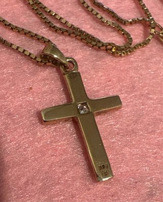 Cadena y Cruz Plata de Ley 925 Dorada